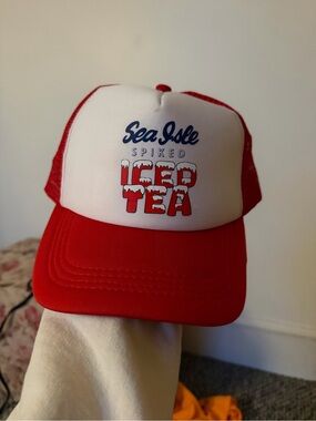 Sea Isle Spiked Iced Tea Red & White Trucker Hat